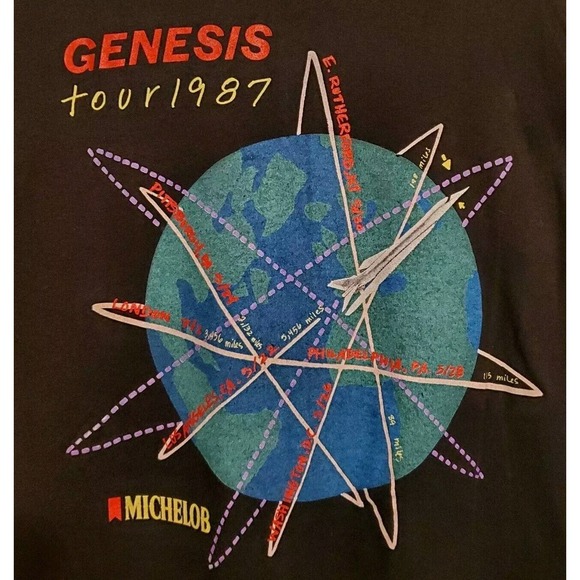 Vintage GENESIS T Shirt 1987 Invisible Touch tour concert 50/50 Size Large - Picture 6 of 10